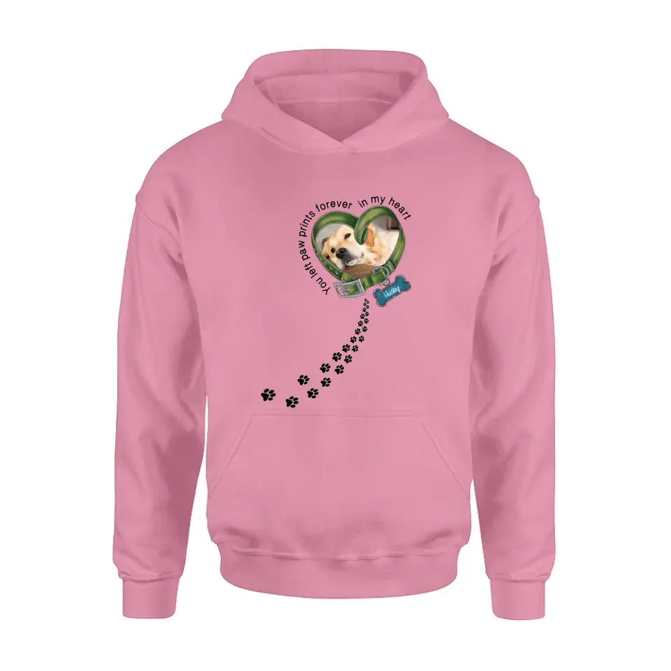 Personalized Dog Photo Shirt/Hoodie - Gift Idea For Dog Lover/Mother's Day/Father's Day - You Left Paw Prints Forever In My Heart