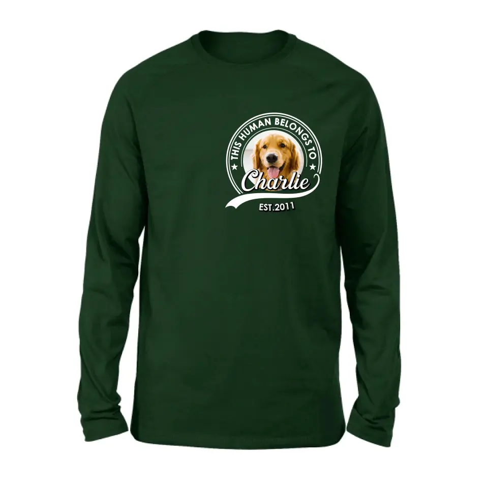 Personalized Pet Mom/Pet Dad Shirt/Hoodie - Upload Photo - Gift Idea For Pet Lover/Mother's Day/Father's Day - This Human Belongs To