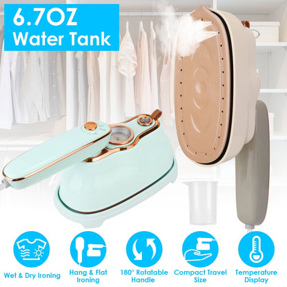 1200W Foldable Handheld Clothes Iron Steamer with Wet Dry Ironing Mode Portable Garment Steamer Travel Clothing Wrinkles Remover With Temperature Disp