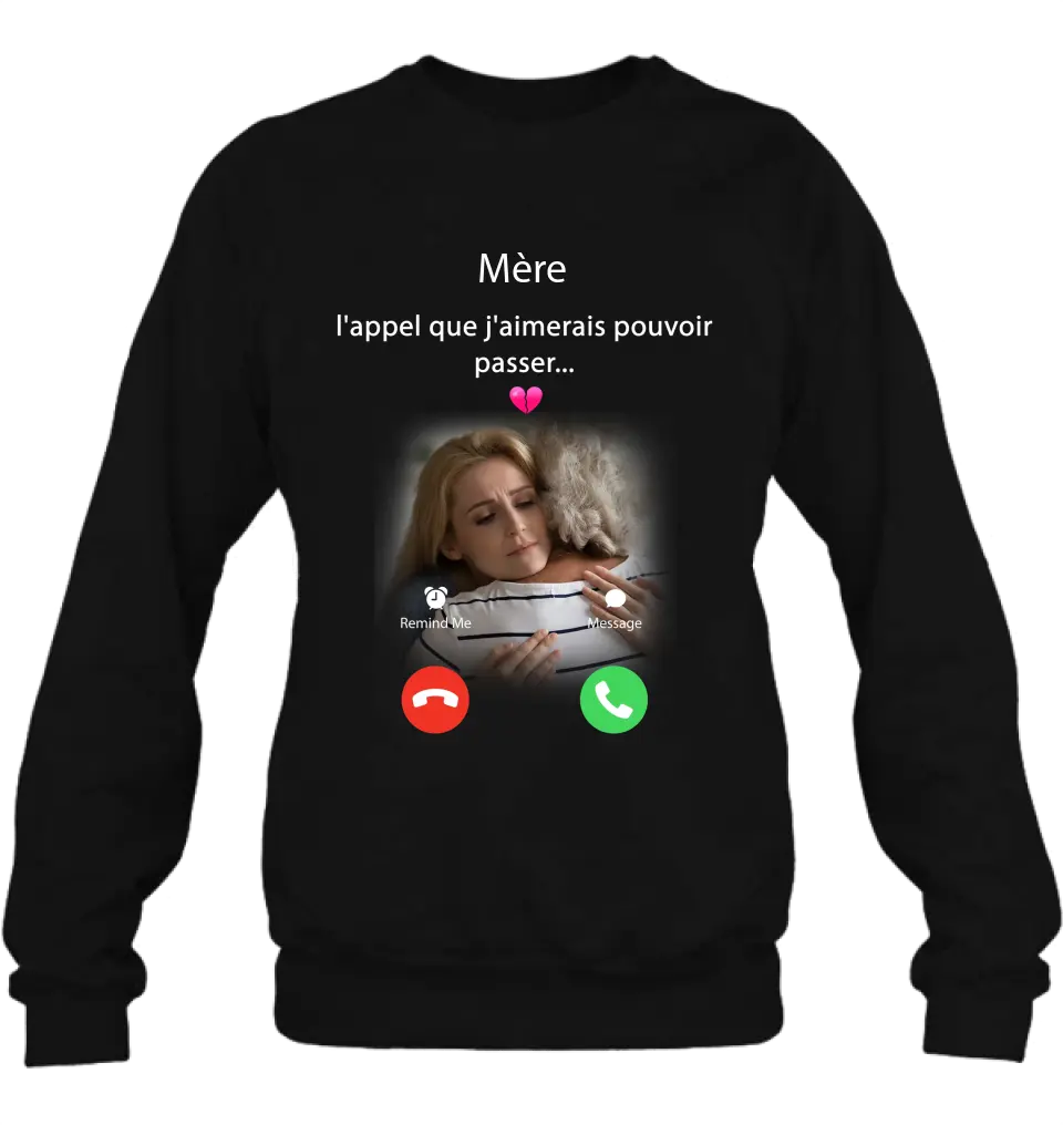 Sweat à capuche papa personnalisé - Télécharger une photo - Idée de cadeau commémoratif pour maman/papa - L'appel que j'aimerais pouvoir faire