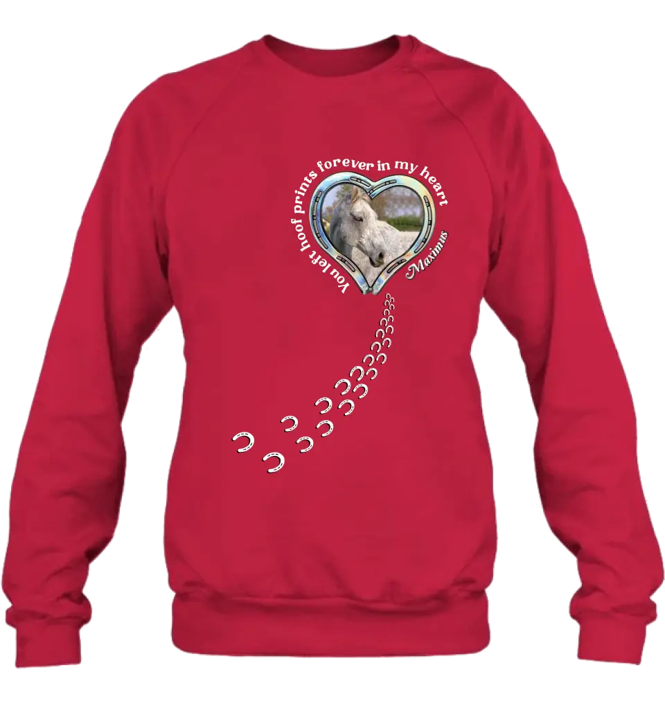 Personalized Horse Photo T-shirt/Hoodie - Gift Idea For Horse Lover/Mother's Day/Father's Day - You Left Hoof Prints Forever In My Heart