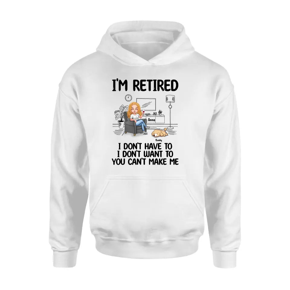 Personalized Pet Shirt/Hoodie - Up to 4 Dogs/Cats - Mother's Day/Father's Day Gift Idea for Dog/Cat Lovers - I'm Retired