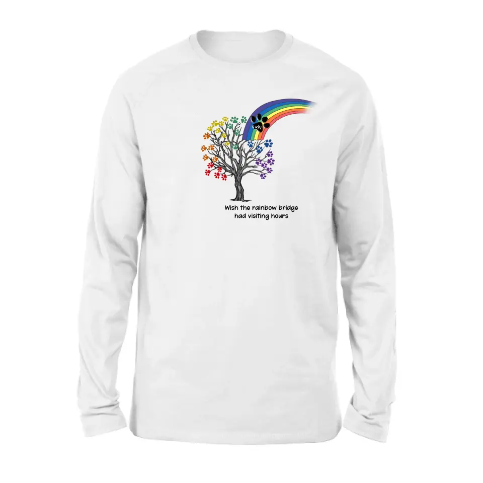 Personalized Memorial Dog Shirt/Hoodie - Memorial Gift Idea For Dog Lover - Wish The Rainbow Bridge Had Visiting Hours