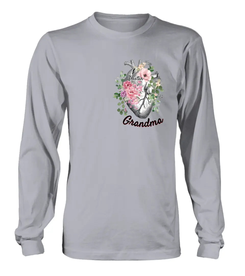 Personalized Spring Floral Heart Shirt/Hoodie - Up to 10 Kids - Mother's Day Gift Idea for Mom/Grandma - Grandma