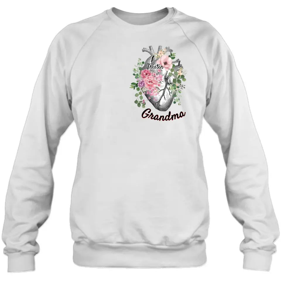 Personalized Spring Floral Heart Shirt/Hoodie - Up to 10 Kids - Mother's Day Gift Idea for Mom/Grandma - Grandma