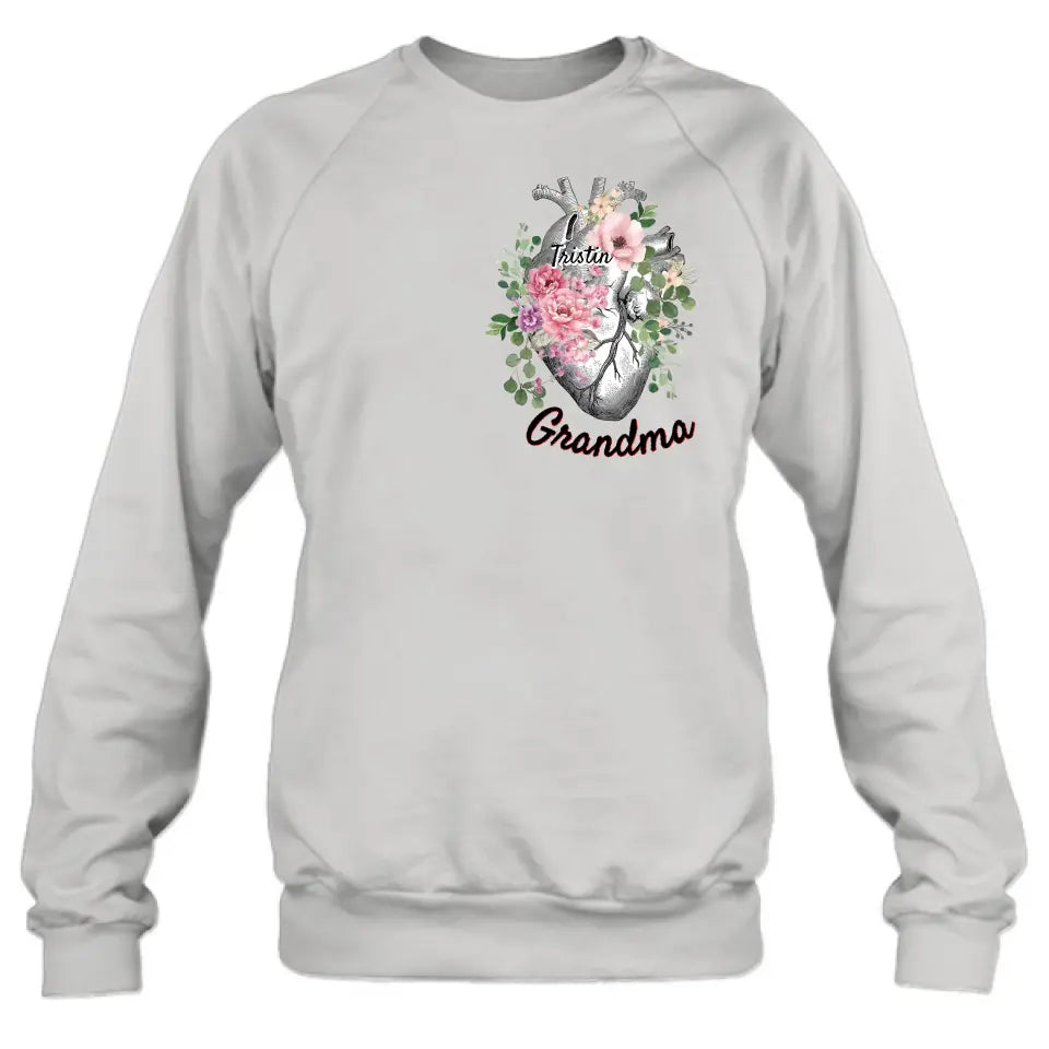 Personalized Spring Floral Heart Shirt/Hoodie - Up to 10 Kids - Mother's Day Gift Idea for Mom/Grandma - Grandma