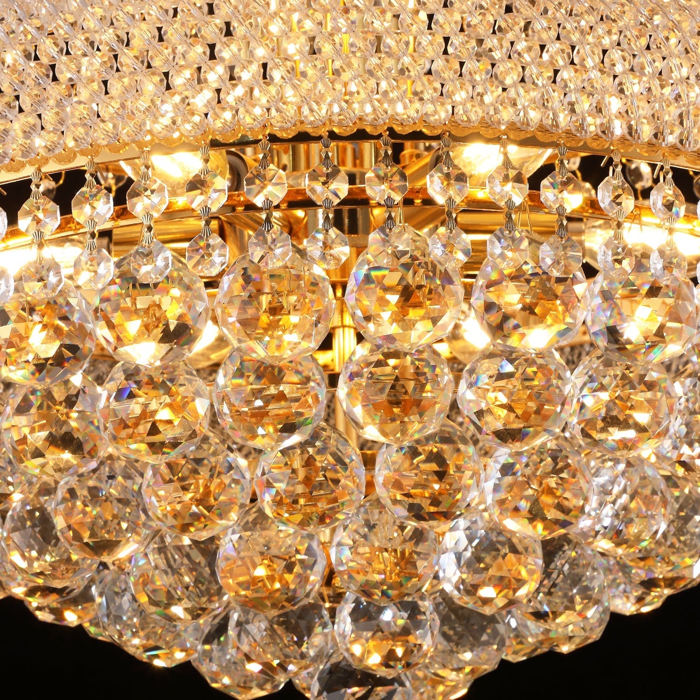 24-Inch Gold Crystal Chandelier, 12-Light French Empire Style Ceiling Light