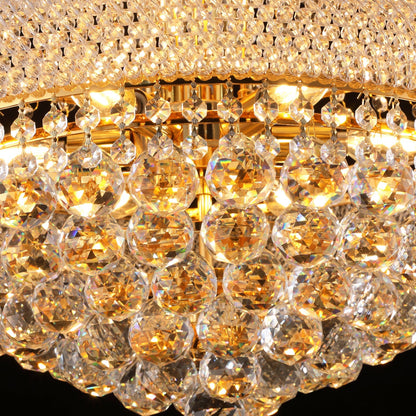 24-Inch Gold Crystal Chandelier, 12-Light French Empire Style Ceiling Light