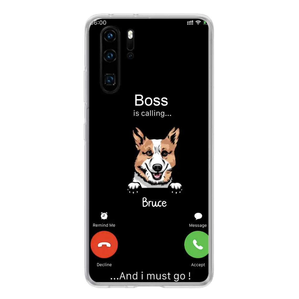 Personalized Dog Phone Case - Gift Idea For Dog Lover/Mother's Day/Father's Day - Up to 5 Dogs - Boss Is Calling And I Must Go - Case For Oppo/Xiaomi/Huawei