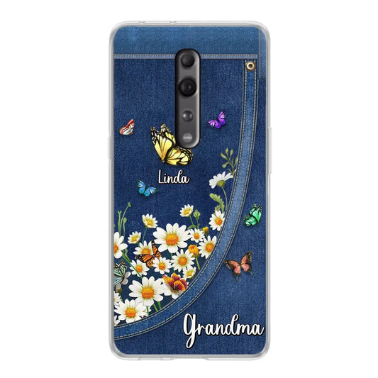 Personalized Daisy And Butterfly Grandma Phone Case - Gift Idea For Grandma - Up to 10 Kids - Case For Oppo/Xiaomi/Huawei