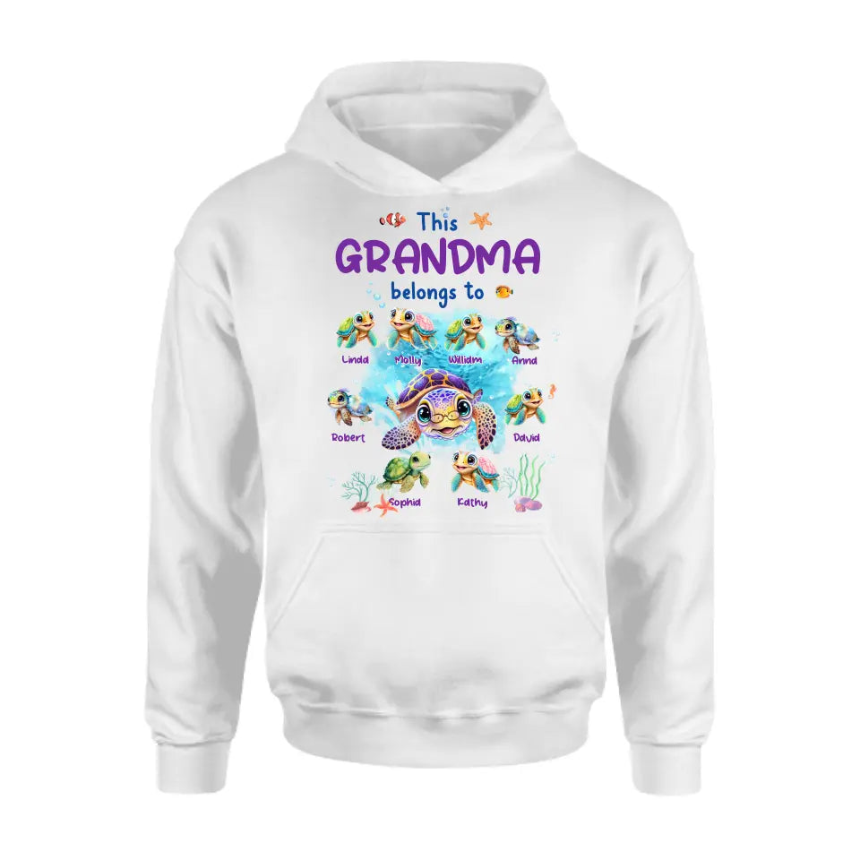 Personalized Grandma Turtle Shirt/Hoodie - Gift Idea For Grandma - Up to 8 Kids - This Grandma Belongs To