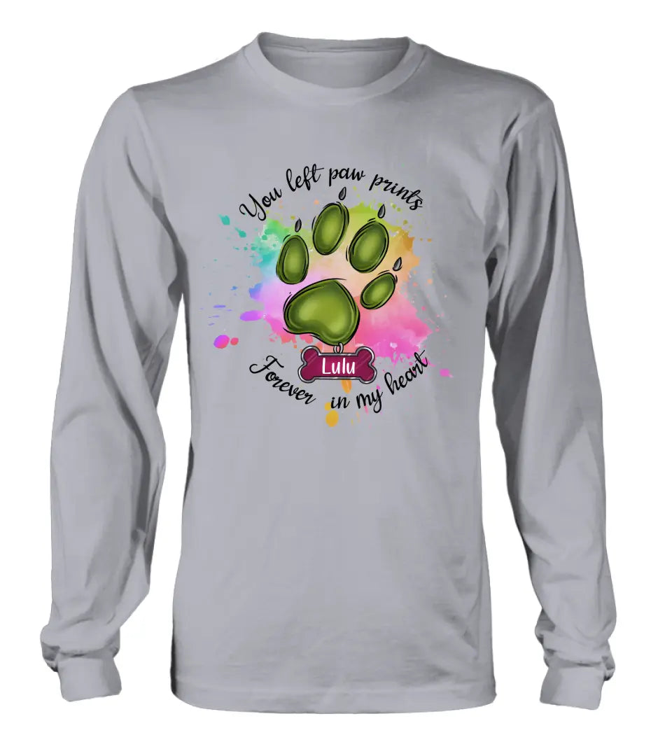 Personalized Memorial Pet T-shirt/Hoodie - Gift Idea For Dog/Cat Lovers - You Left Paw Prints Forever In My Heart