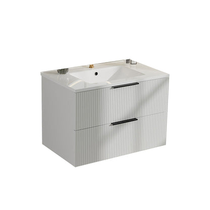 Modern Wall Mounted Floating Bathroom Vanity With Sink And Drawers