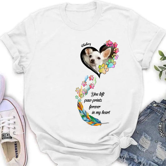 Personalized Memorial Paw Prints Shirt/Hoodie - Upload Photo - Memorial Gift Idea For Pet Lover - You Left Paw Prints Forever In My Heart