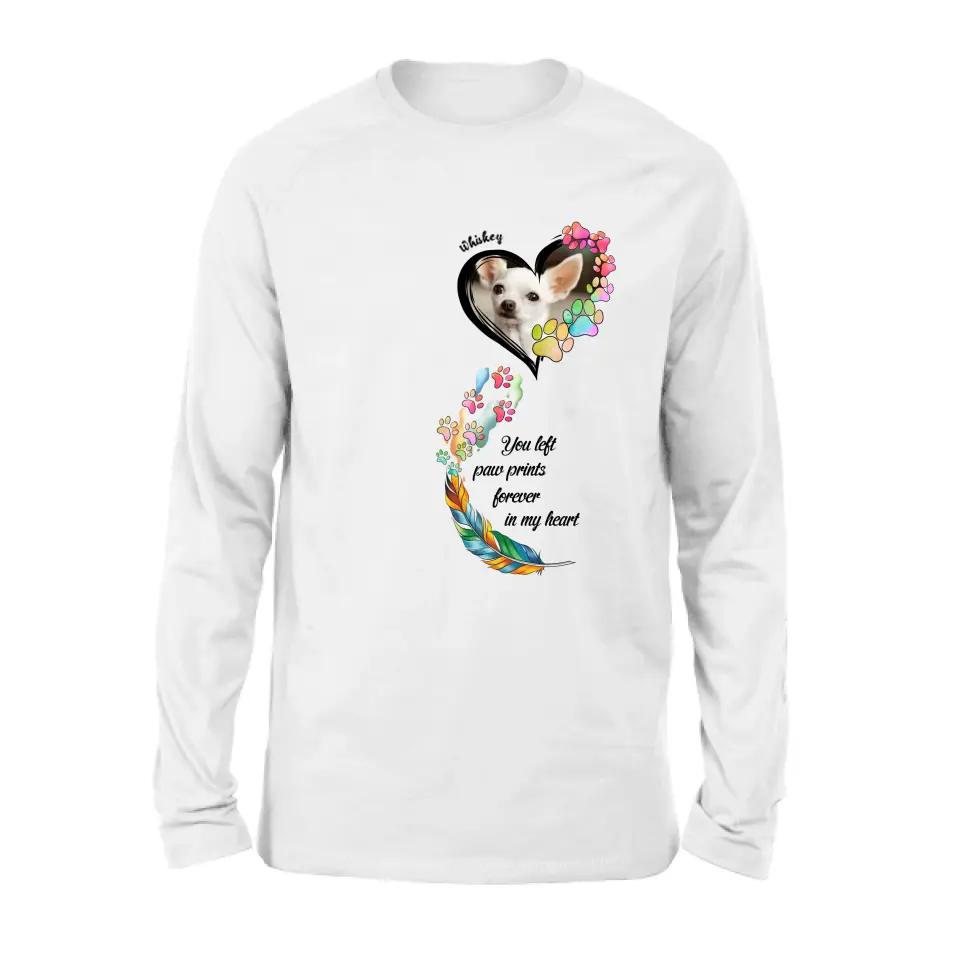 Personalized Memorial Paw Prints Shirt/Hoodie - Upload Photo - Memorial Gift Idea For Pet Lover - You Left Paw Prints Forever In My Heart