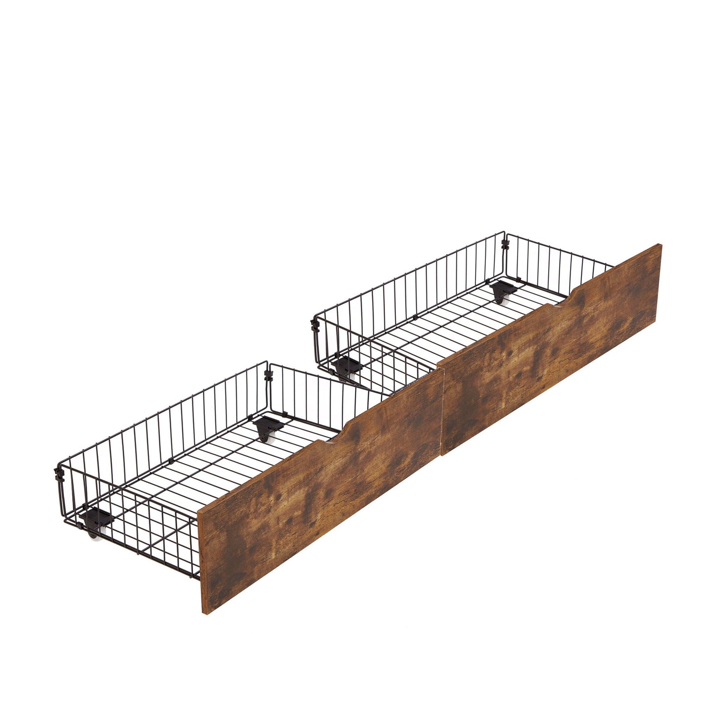 Modern Style Full Bed Drawers With Wheels Storage Solution - Brown / Black