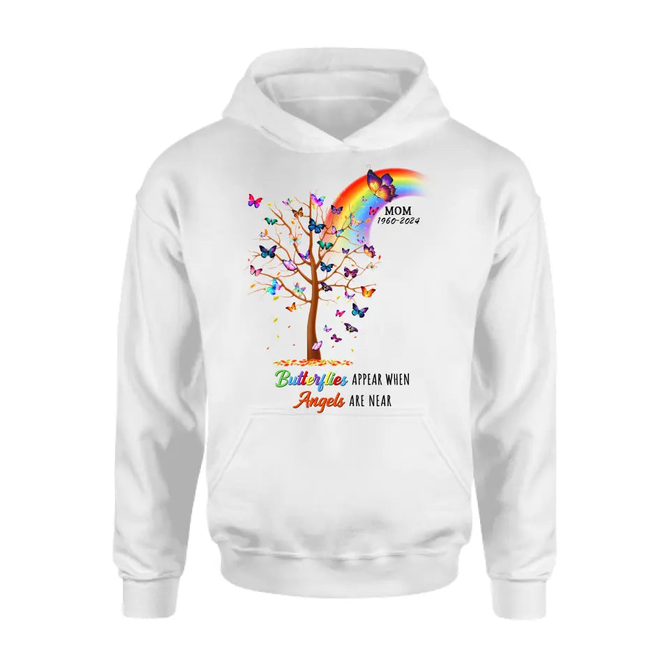 Personalized Butterfly Memorial Shirt/Hoodie - Memorial Gift Idea For Family Member - Up to 3 People - Butterflies Appear When Angels Are Near