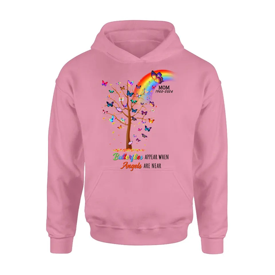Personalized Butterfly Memorial Shirt/Hoodie - Memorial Gift Idea For Family Member - Up to 3 People - Butterflies Appear When Angels Are Near