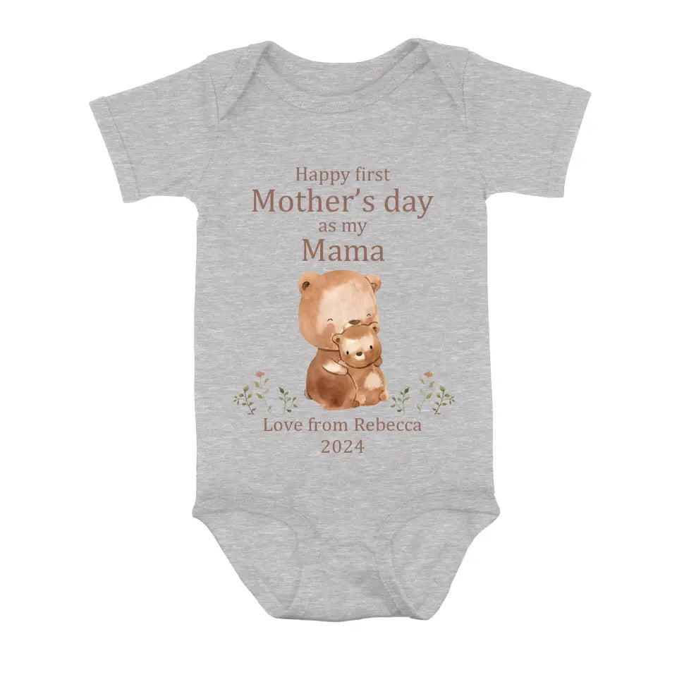 Personalized Happy First Mother's Day Shirt/Baby Onesie - Gift Idea For Mom/Grandma/Baby/Mother's Day