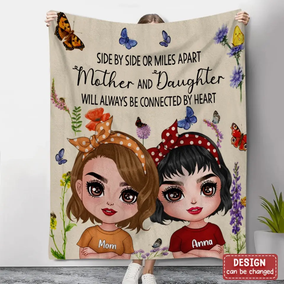 Personalized Mother And Daughter Quilt/Fleece Throw Blanket/Pillow Cover - Mother's Day Gift Idea - Mother And Daughter From The Start, Best Friends Forever From The Heart