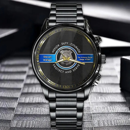 Personalized Police Watch - Father's Day Gift Idea for Police - Honor Duty Courage