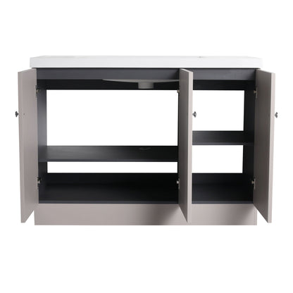 Contemporary Freestanding Bathroom Vanity With Resin Sink & Soft-Close Cabinet Doors
