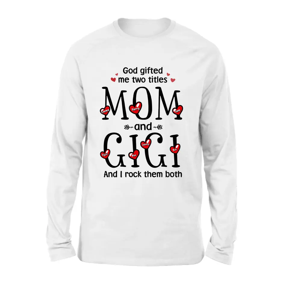 Personalized Grandma Shirt/Hoodie - Up to 5 Children & 7 Kids - Mother's Day Gift Idea For Grandma/Mom - God Gifted Me Two Titles