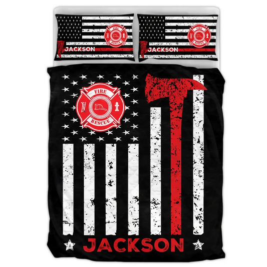 Personalized Fire Academy Graduation Quilt Bed Sets - Firefighter Gift For Him/Son/Brother/Nephew - Congratulations Gift