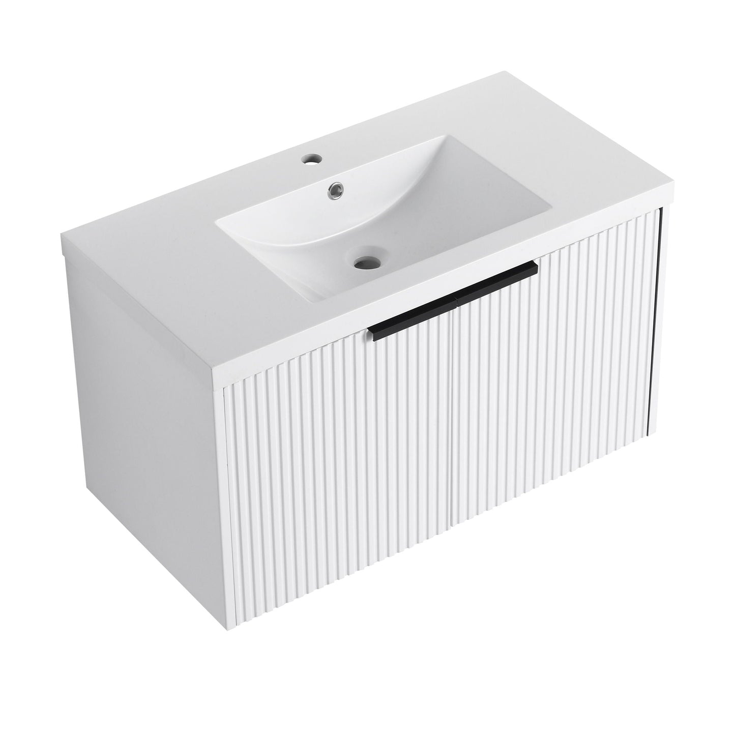 Contemporary Wall Mounted Bathroom Vanity With Resin Double Sink