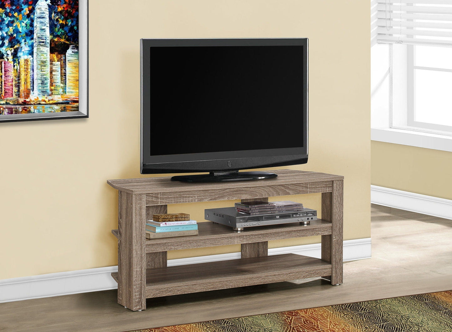 TV Stand Console Media Entertainment Center with 3 Storage Shelves