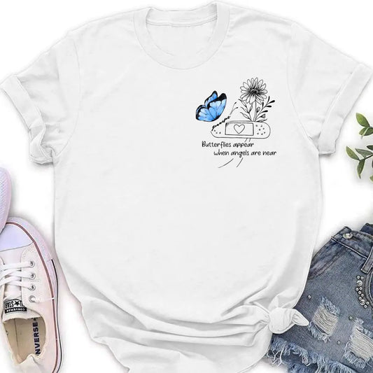 Personalized Memorial Unisex T-shirt/Long Sleeve/Sweatshirt/Hoodie - Memorial Gift Idea - Butterflies Appear When Angels Are Near