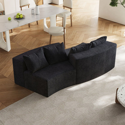 Curved Sectional Sofa With 4 Pillows, Modular Semi Circular Design