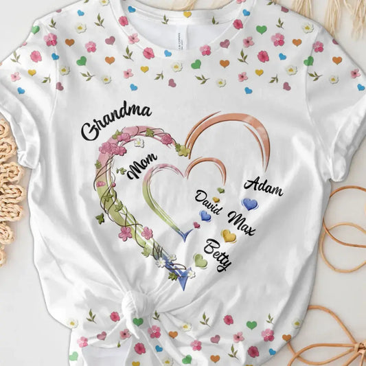 Personalized Mom/Grandma T-shirt - Up to 6 Kids And 10 Grandkids - Mother's Day Gift Idea For Mother/Grandma