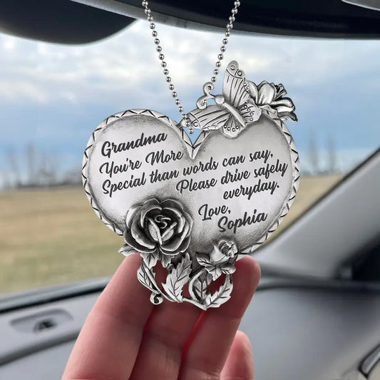 Personalized Grandma Aluminum Car Charm - Mother's Day Gift Idea For Grandma/Mom/Sister - Drive Safely Everyday