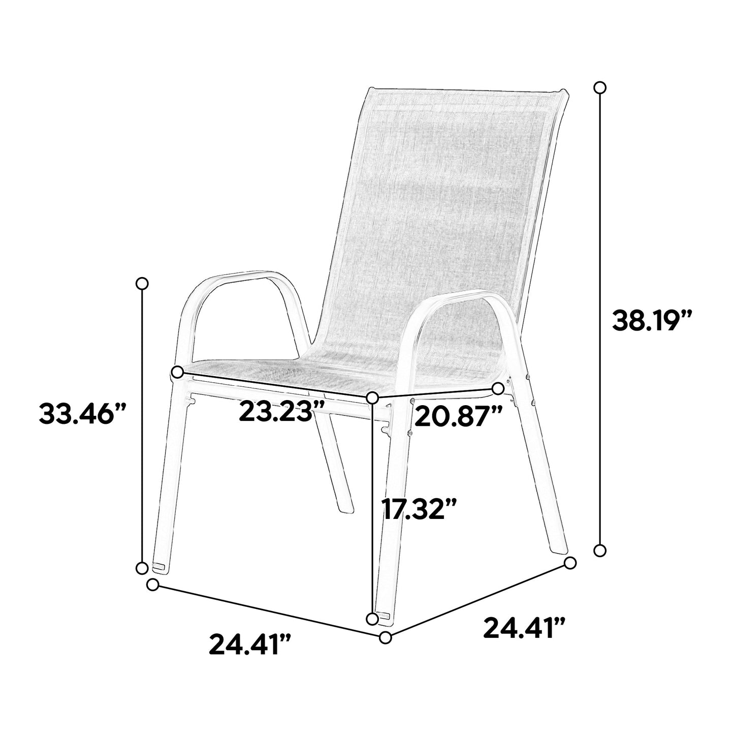 4 Piece Patio Chairs with Breathable Textilene Fabric