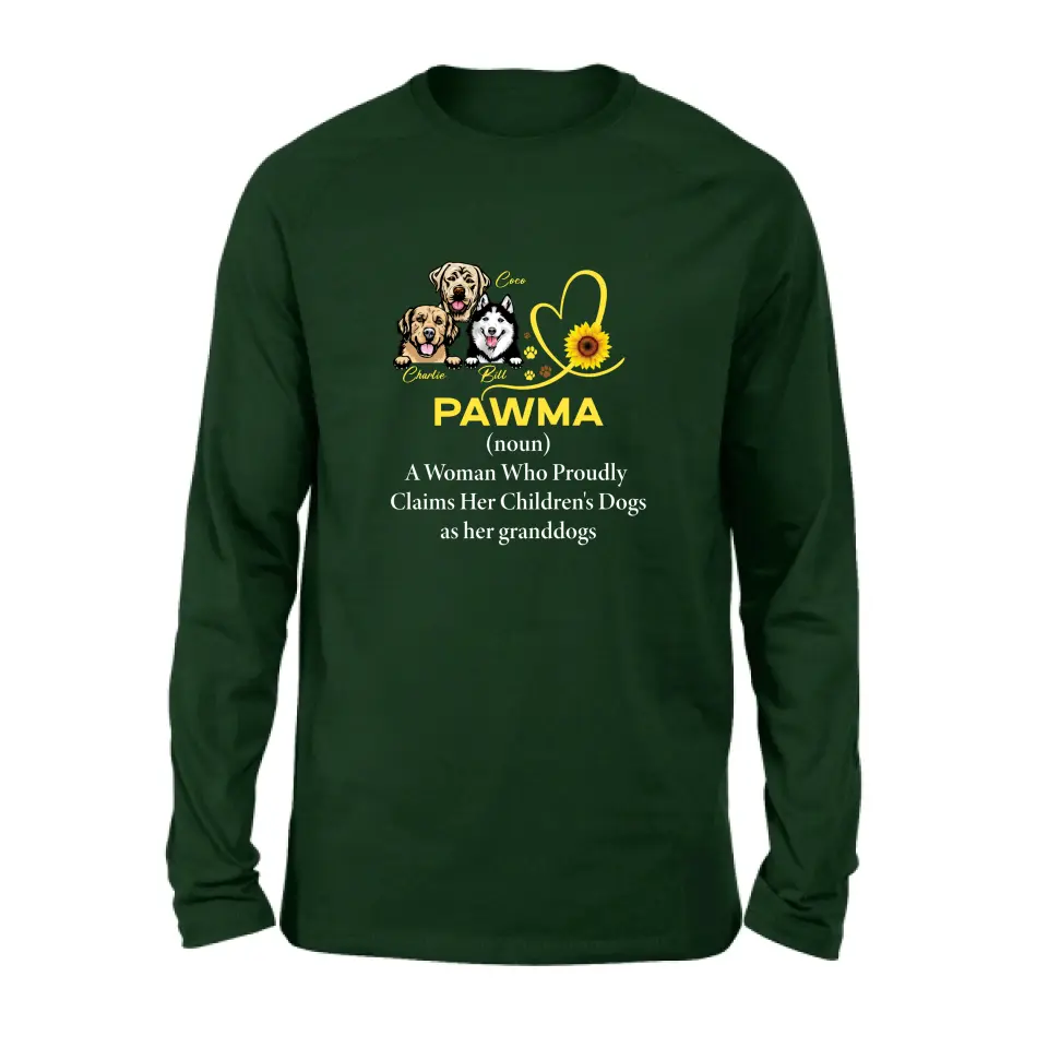 Personalized Pawma Shirt/Hoodie - Gift For Dog Mom/Mother's Day - Pawma A Woman Who Proudly Claims Her Children's Dogs As Her Granddogs