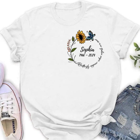 Personalized Memorial T-shirt/Long Sleeve/Sweatshirt/Hoodie - Memorial Gift Idea For Family Member - Butterflies Appear When Angels Are Near