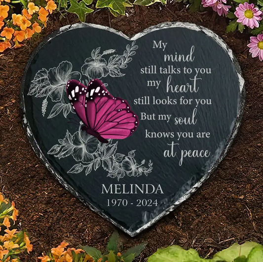 Personalized Memorial Heart Lithograph - Memorial Gift Idea for Mother's Day/Father's Day - My Mind Still Talks To You My Heart Still Looks For You