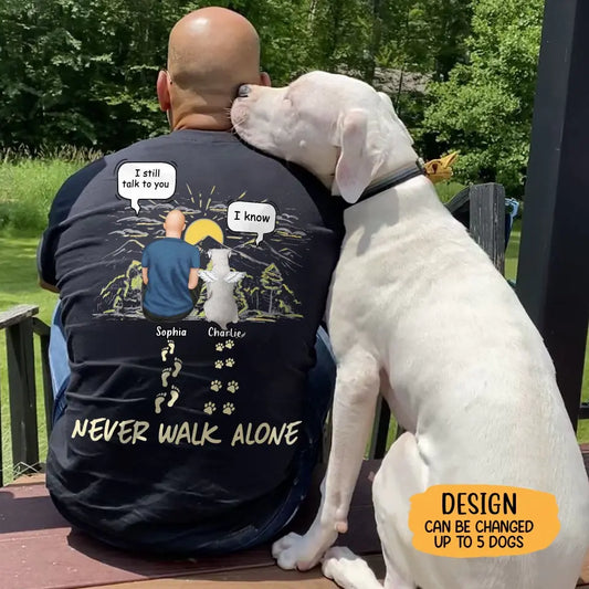 Personalized Memorial T-shirt/Hoodie - Man/Woman With Up to 4 Pets - Memorial Gift Idea For Dogs/Cats/Rabbits Lover - You Left Paw Prints On My Heart