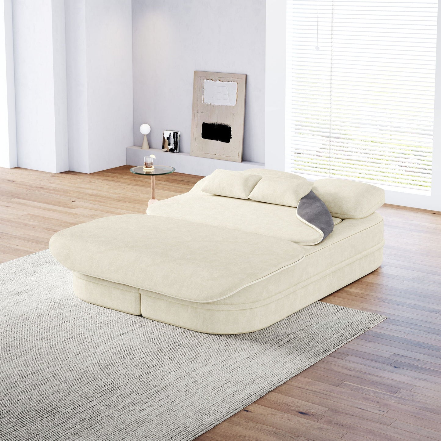 2 In 1 Foldable Sofa Bed With Multi Functional Blanket, Floor Lounge Sofa