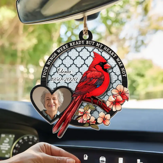 Personalized Memorial Photo Suncatcher Ornament - Memorial Gift Idea for Mother's Day/Father's Day - Your Wings Were Ready But My Heart Was Not