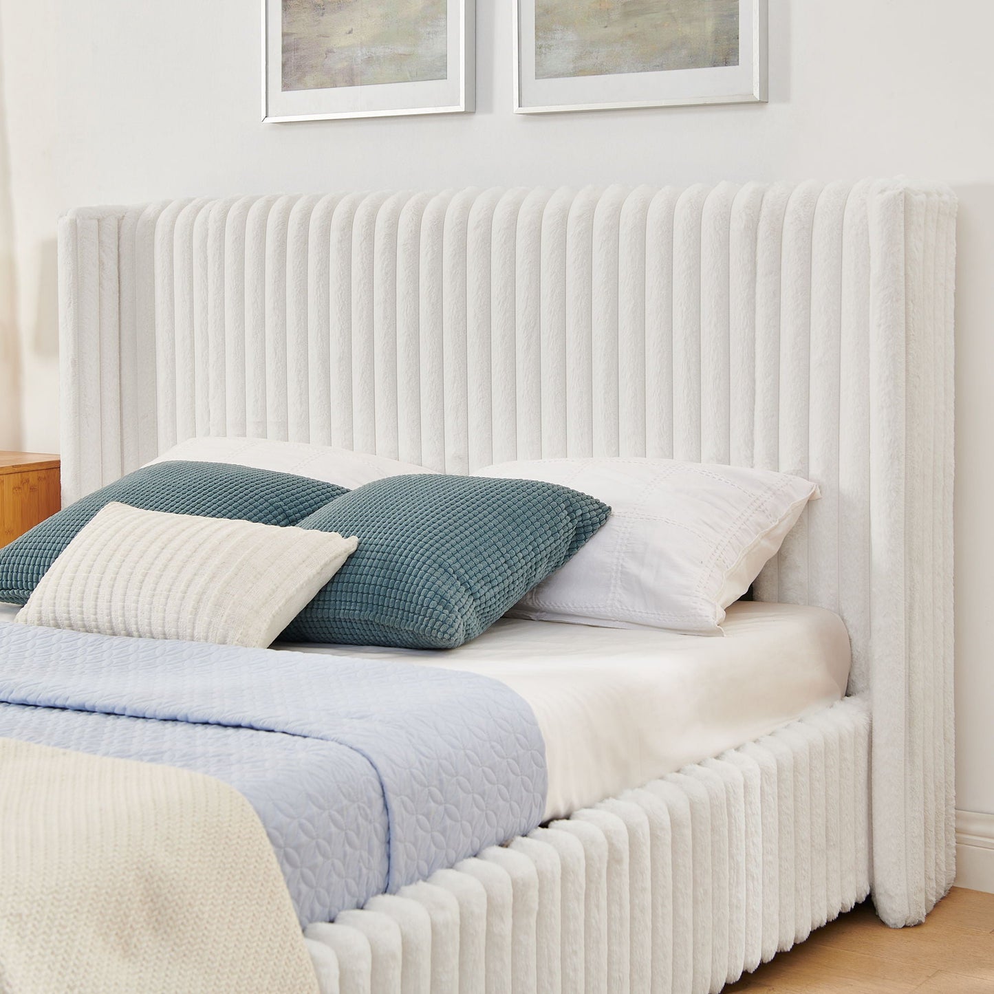 Functional Vertical Striped Bed With Gas Lift Storage