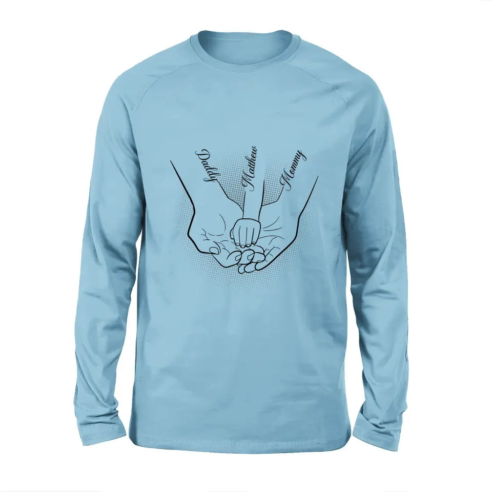 Personalized Family Hand In Hand Shirt/Hoodie - Mother's Day/Father's Day Gift Idea - Up to 3 Kids