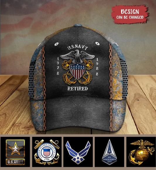 Personalized Retired Veteran Baseball Cap - Father's Day Gift Idea for Veteran