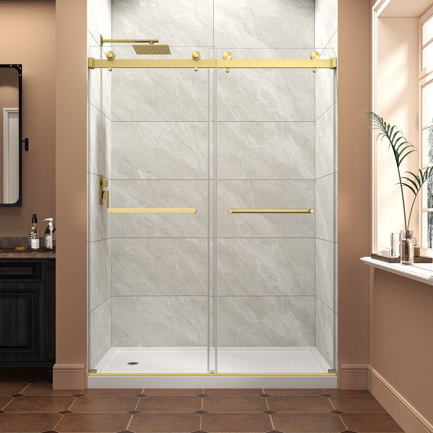55"-60" W x 76" H Brushed Frameless Shower Door