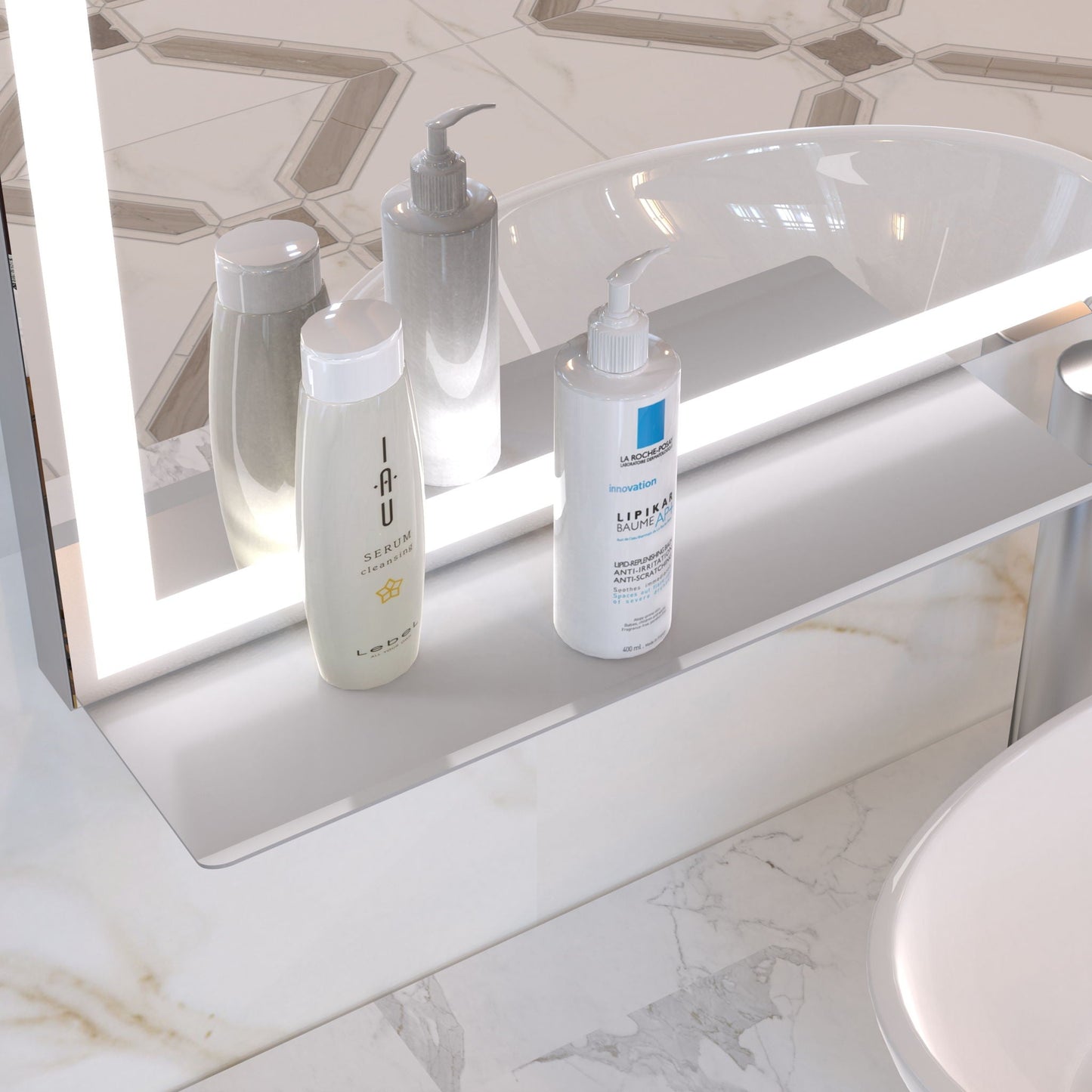LED Bathroom Vanity Mirror Wall Mounted Adjustable / Warm / Natural Lights Anti-Fog Touch Switch With Memory Modern Smart Large Bathroom Mirrors