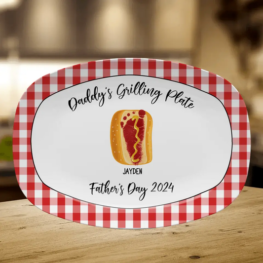 Personalized Daddy Serving Platter - Up to 6 Kids/Pets - Father's Day Gift Idea - Daddy's Grilling Plate