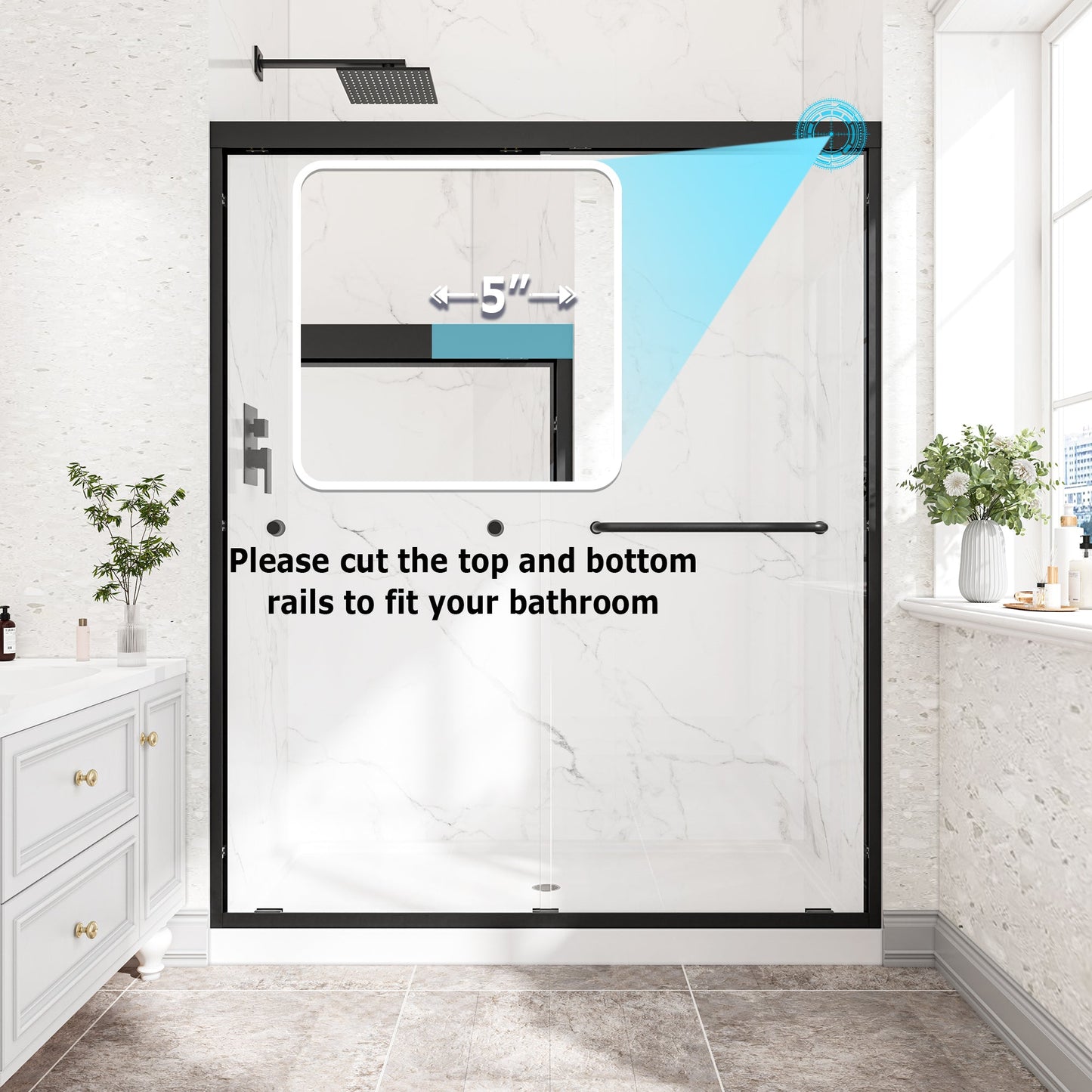 55"-60" W x 72" H Matte Shower Door