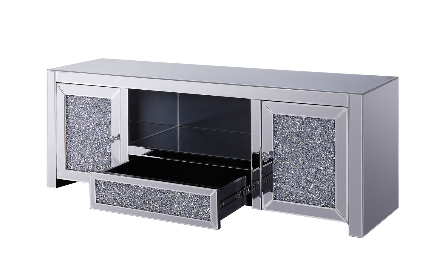 Noralie Mirrored & Faux Diamonds TV Stand (Assembled)