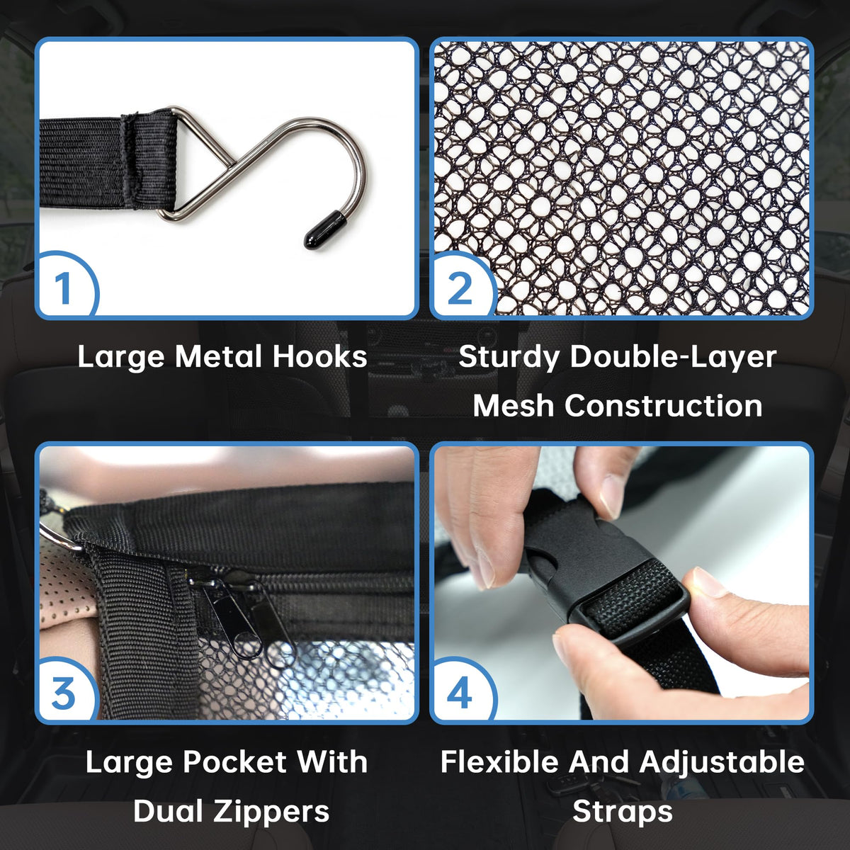 Dog Car Barrier For Sedans SUVs Trucks, Double-Layer Mesh, Easy Install